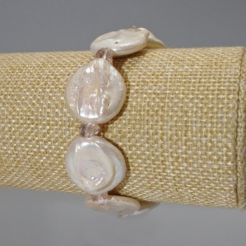 Pulsera de perlas barrocas con tono 'gasolina', diámetro 19 mm ±, longitud 18 cm ± (elástica) con cristales de Swarovski