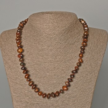 Collar de bronzita, piedra natural facetada, diámetro 10×5 mm ±, longitud 49 cm ±