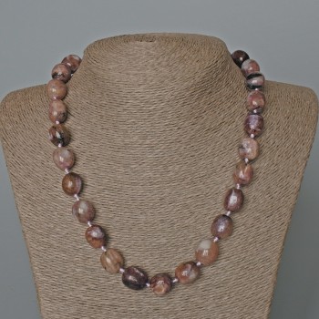 Collar de charoita, piedra natural, cuentas pulidas, diámetro 12×14 mm ±, longitud 51 cm ±