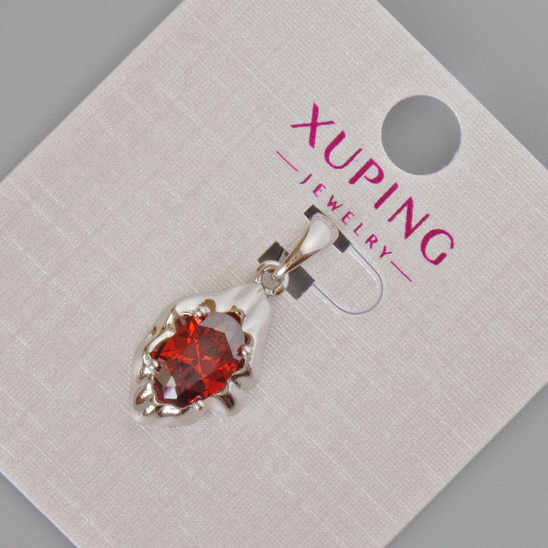 Colgante Xuping con cristal rojo, diámetro 24×11 mm ± rodio