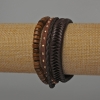 Pulseras masculinas de cuero ecológico, set de 3 piezas color marrón (cierre ajustable y elástico)