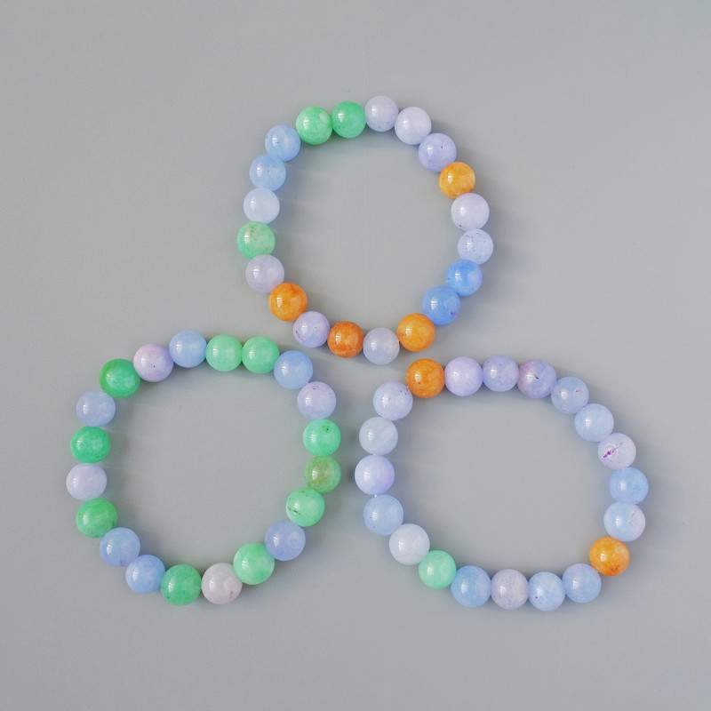 Pulsera Asortí (prensada) bolas lisas, diámetro 10 mm, longitud 18 cm, elástica