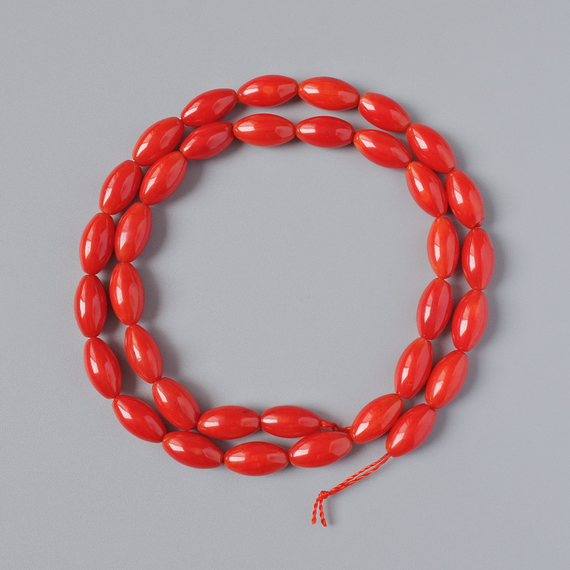 Cuentas de coral natural, grano 11×6 mm, longitud 39 cm, en hilo