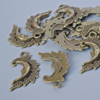 Accesorios para colgante «Luna», diámetro 27×15 mm, diámetro de agujero 2,4 mm, empaque 13 piezas aprox., color bronce del metal