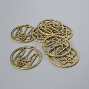 Colgante de herrajes — Escudo de Ucrania, diámetro 25 mm ±, embalaje 7 uds, color bronce del metal