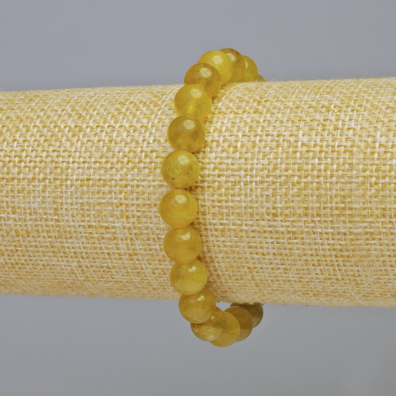 Pulsera de cuarzo amarillo, piedra natural, bolas lisas, diámetro 8,5 mm ± (elástico), longitud 18 cm+