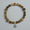 Pulsera de pietersita amarilla, bolas lisas de 8 mm, 10 mm ± (elástico), longitud 18 cm ± con inserciones metálicas
