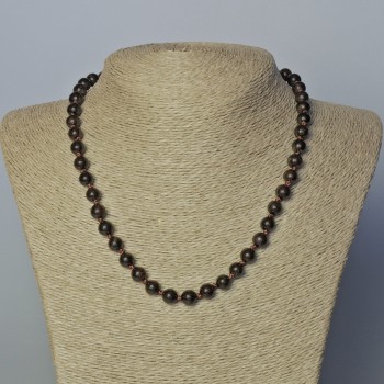 Collar de granate con piedra natural, cuentas lisas de 8 mm, longitud 45 cm