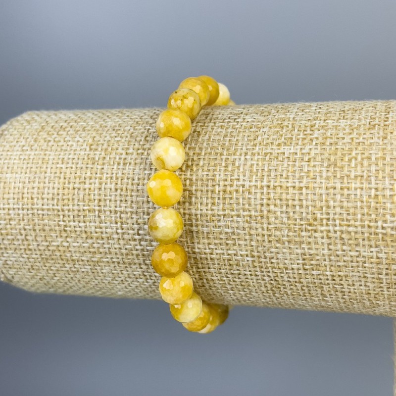 Pulsera de jadeíta con cuentas facetadas de 8 mm, longitud 18 cm ±, elástica