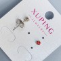 Pendientes tipo botón Xuping con piedra roja de 3 mm y baño de rodio