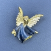 Broche Ángel con cristales blancos y azules sobre metal dorado 31×43 mm +