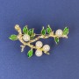 Broche «Ramas» con perlas, metal dorado 48×32 mm+