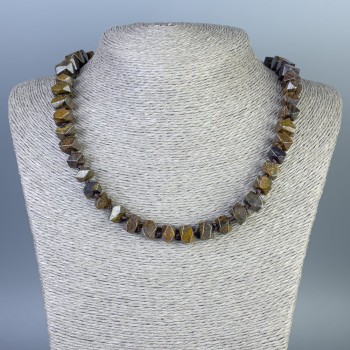 Collar de bronzita facetado, diámetro de 10×6–9 mm, longitud aproximadamente 50 cm, con cierre