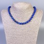 Collar de lapislázuli sintético, cuentas lisas de 8 mm, longitud 45 cm, con cierre