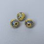 Abalorio Cloisonné azul esmaltado, diámetro 7×6 mm, agujero de 1 mm, color dorado del metal, 1 unidad