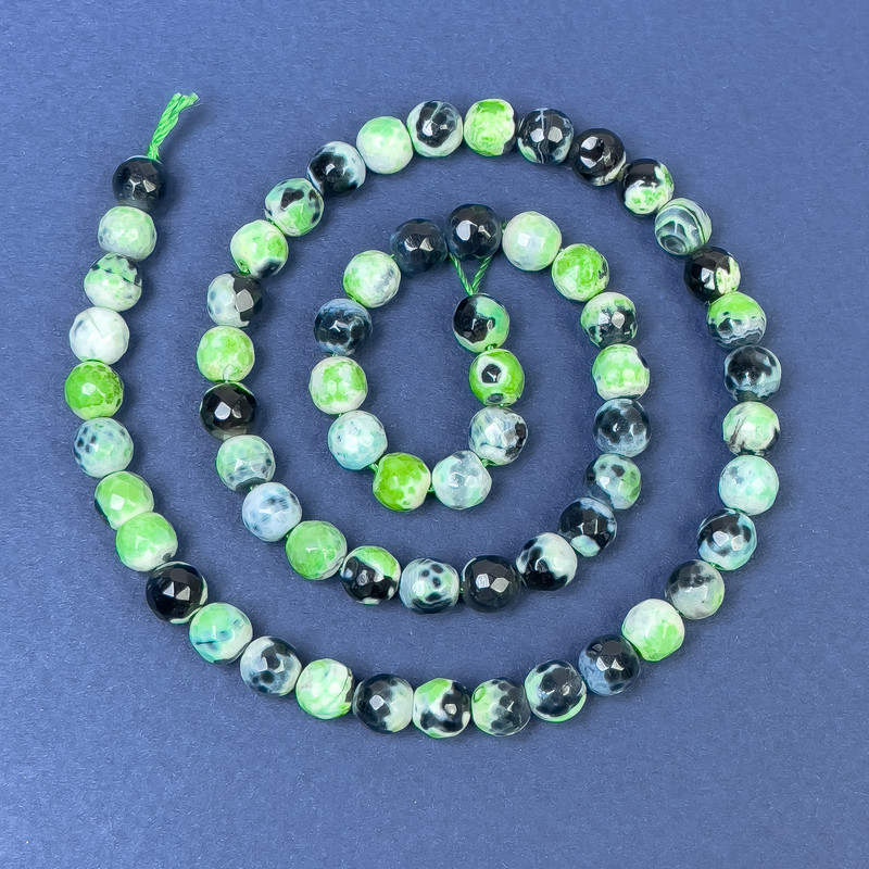 Cuentas de ágata en hilo, bolas facetadas de 6 mm, longitud 37 cm ±