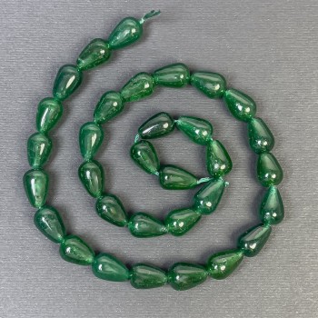 Cuentas de crisoprasa en forma de gota 12x8 mm+- en hilo, longitud 39 cm+
