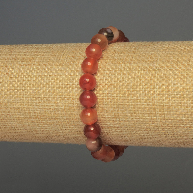Pulsera de ágata con bolas lisas, diámetro 8 mm ±, longitud 18 cm ±, elástica