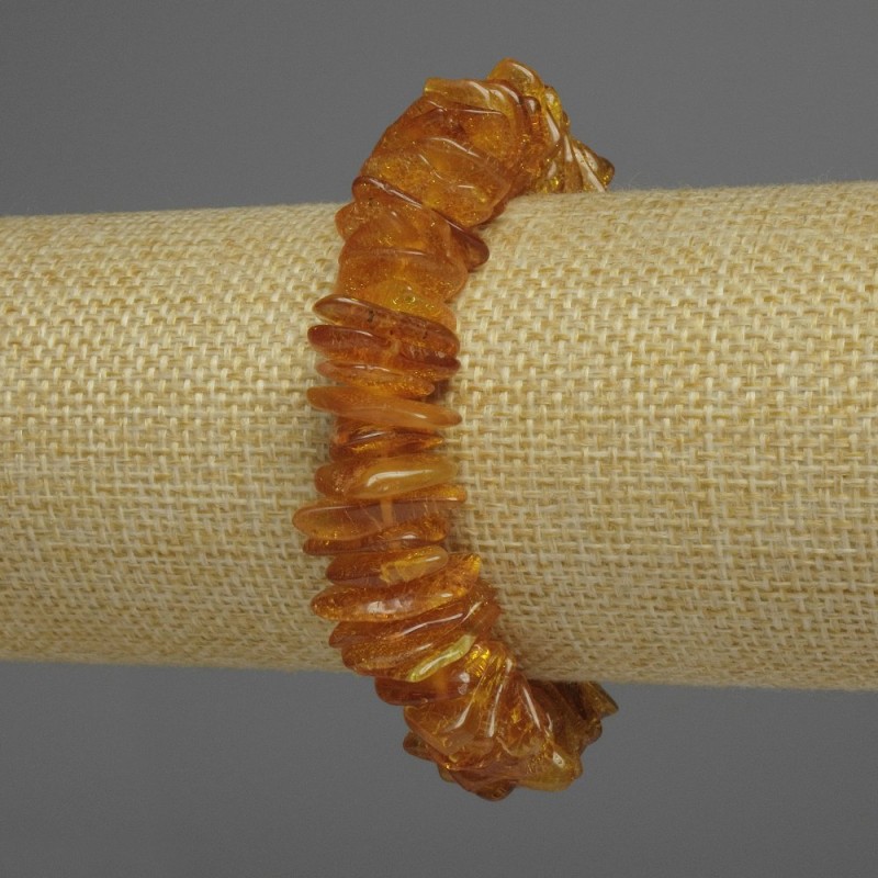 Pulsera de astillas de ámbar, diámetro 14x2 mm +-, longitud 18 cm +-, elástica