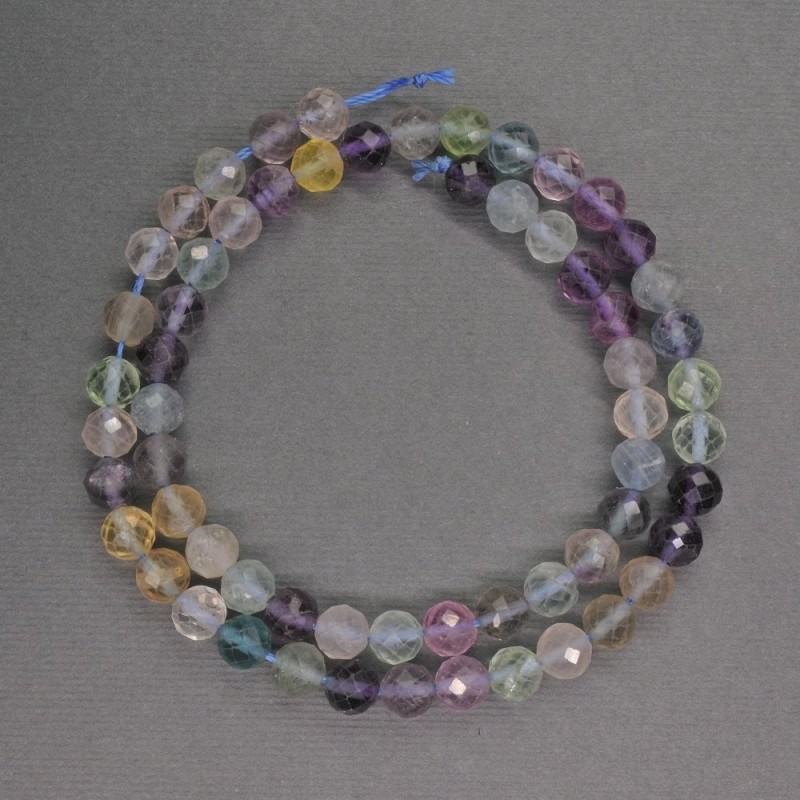 Cuentas facetadas de fluorita, bolas de 6 mm de diámetro, longitud 39 cm ±