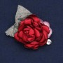 Broche con flor «Rosa roja» de tela, diámetro 6 cm