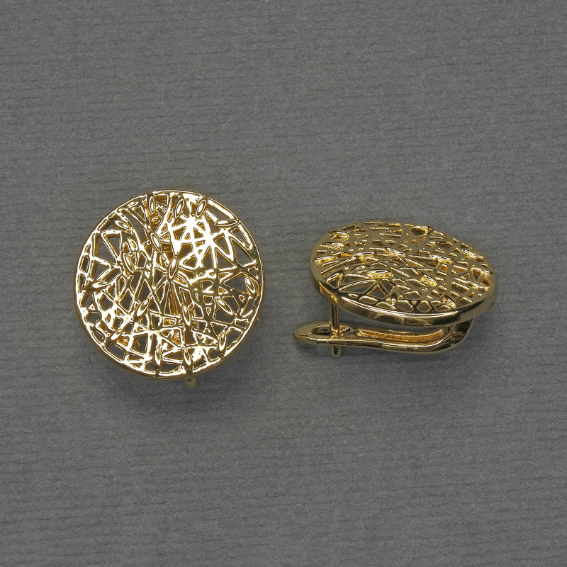 Ganchos para pendientes de metal dorado, diámetro 18 mm+ - par