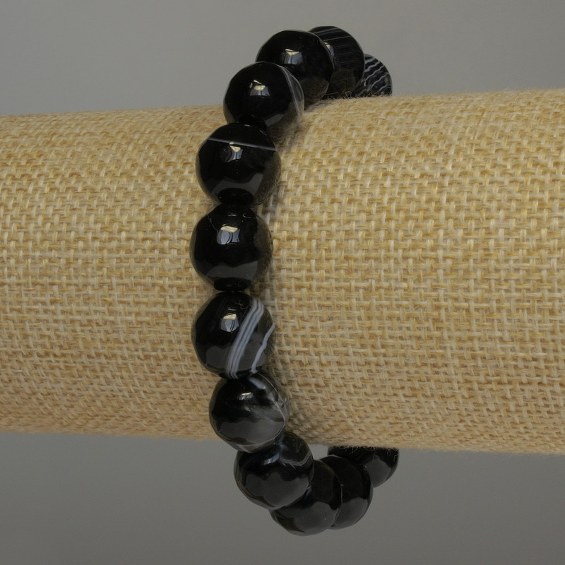 Pulsera elástica de ágata facetada, cuentas de 12 mm, longitud 18 cm