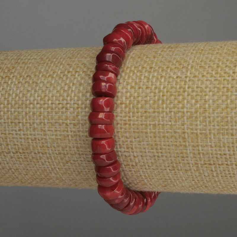 Pulsera de coral en rondeles, diámetro 9×3–4 mm, longitud 18 cm, elástica