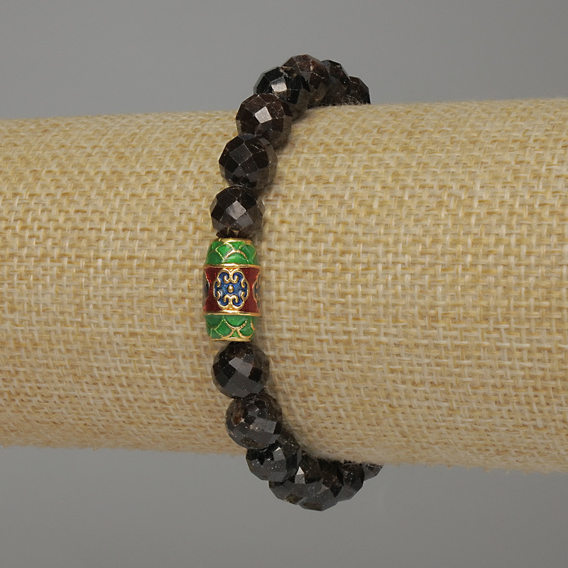 Pulsera de granate, cuentas facetadas, diámetro 8 mm, longitud 18 cm, elástica