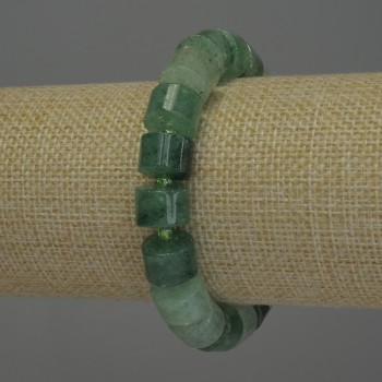 Pulsera de jade en cilindros, diámetro 8×11 mm ±, cuentas de 3 mm ±, longitud 18 cm ±, base elástica