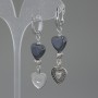 Pendientes de hematita en forma de corazón, diámetro 12 mm ±, longitud 55 mm ±
