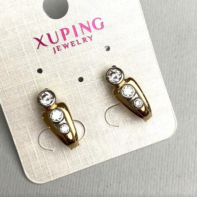 Pendientes Xuping con cristales blancos 7×18 mm ± baño de oro 18K