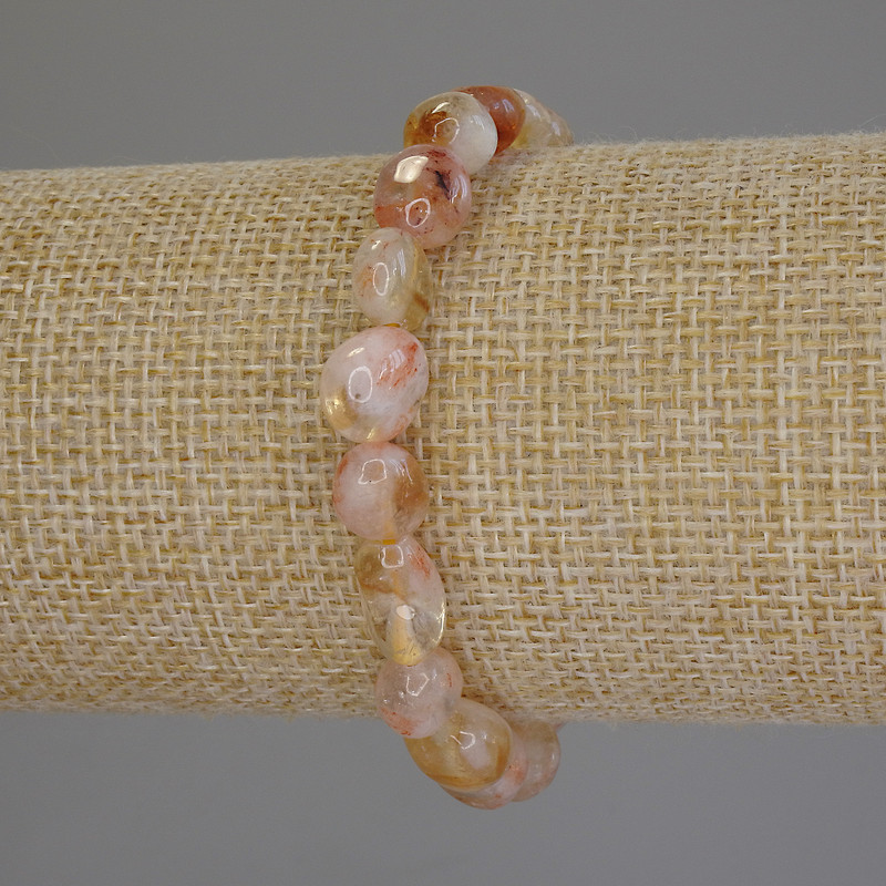 Pulsera de citrino facetado, diámetro 9-11×8 mm, longitud 18 cm, elástica