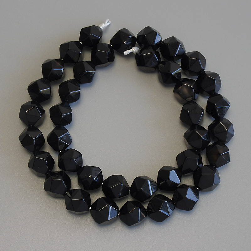 Cuentas de ónix negro facetadas, diámetro 10×9 mm, longitud 36 cm ±, en hilo