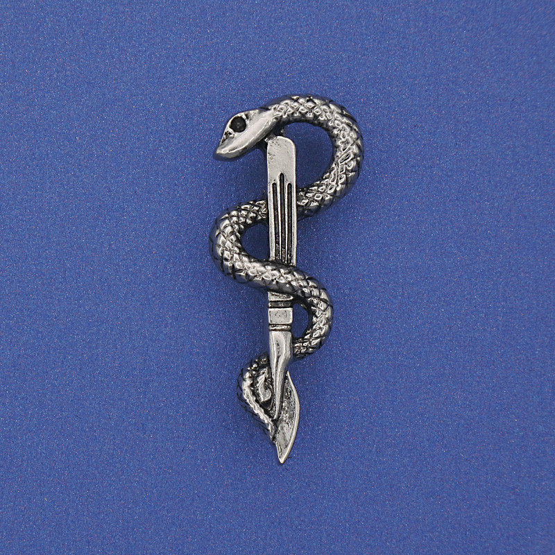 Broche de serpiente de metal plateado 37×15 mm+