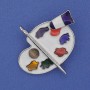 Broche colgante Paleta con esmalte, metal plateado 40×37 mm+