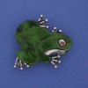 Broche-colgante «Rana» con madreperla verde, cristales de strass, metal plateado, 35×34 mm+