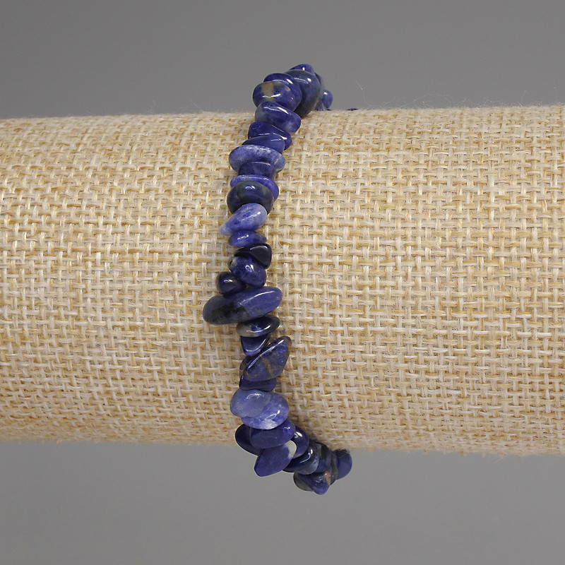 Pulsera de sodalita en trocitos, diámetro 6-9×2-4 mm, longitud 18 cm, elástica