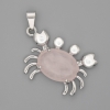 Colgante «Cangrejo» de cuarzo rosa 40×22 mm+- plateado