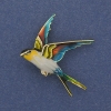 Broche-colgante Pájaro, esmaltado multicolor, metal dorado, 38×26 mm+