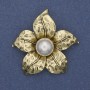 Broche-colgante Flor Perla, metal dorado, 45 mm+