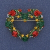 Broche-colgante Corazón esmaltado con cristales de strass dorados 40×35 mm+