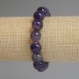 Pulsera de amatista con cuentas lisas, diámetro 12 mm, longitud 18 cm, elástico