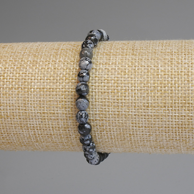 Pulsera de obsidiana Nevada facetada de 6 mm +/-, longitud 18 cm +/- elástica