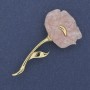 Broche en forma de flor de amapola rosa perlada, 63×32 mm, metal dorado