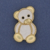 Broche-colgante Osito blanco perlado con metal dorado 38×24 mm+