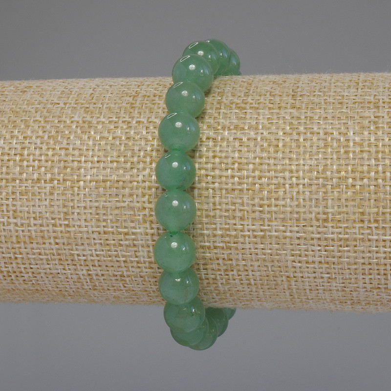 Pulsera de jade con cuentas lisas, diámetro 8 mm ±, longitud 18 cm, banda elástica