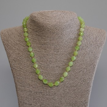 Collar de crisólita y olivino facetado, cuentas de 9,5×8 mm ±, cuentas de 3 mm ±, longitud 50 cm ± con cierre