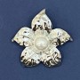 Broche-colgante Flor Perla de metal plateado 45 mm+