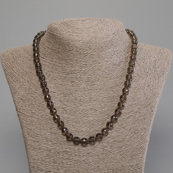 Collar de topacio ahumado facetado de 8 mm, 50 cm ± con cierre